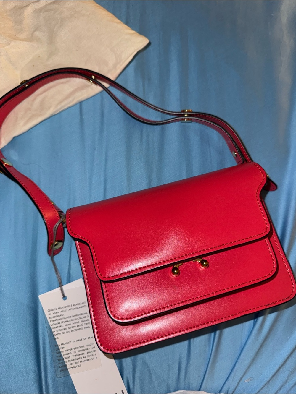 Marni Red Mini Trunk Leather Crossbody Bag with Gold Hardware - Picture 5 of 6